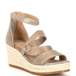 Eileen Fisher Wisp Metallic Suede Espadrille Weage Sandals size 8.5